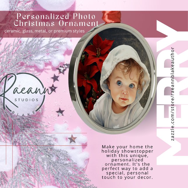 Ornamento de Navidad de fondo floral personalizado (Subido por el creador)