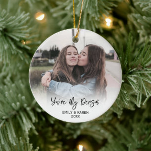 Ornamento de Navidad de foto de amigo personalizad