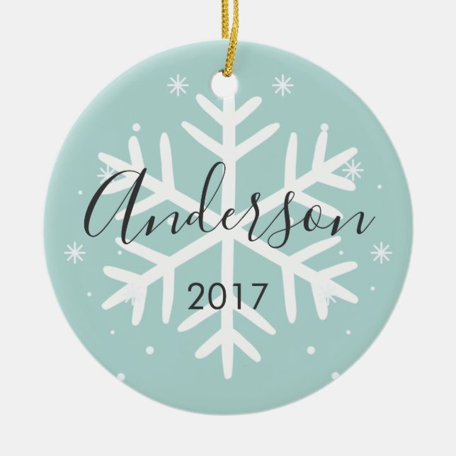 Ornamento de Navidad de foto de copo de nieve pers (Frente)