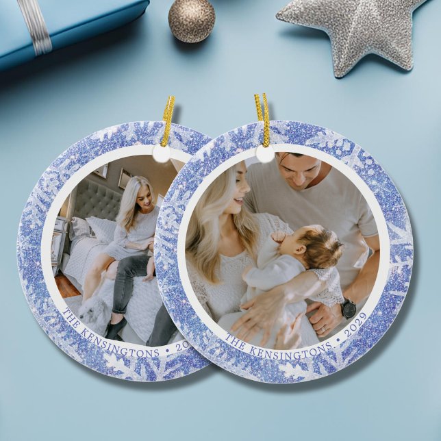 Ornamento de Navidad de foto de doble cara persona (Custom Double-Sided Photo Christmas Ornament)