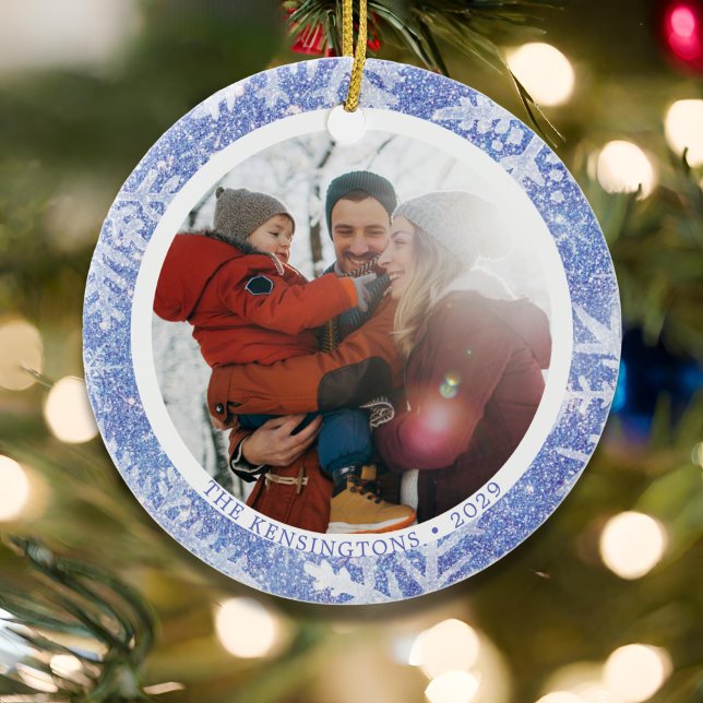 Ornamento de Navidad de foto de doble cara persona (Custom Double-Sided Photo Christmas Ornament)