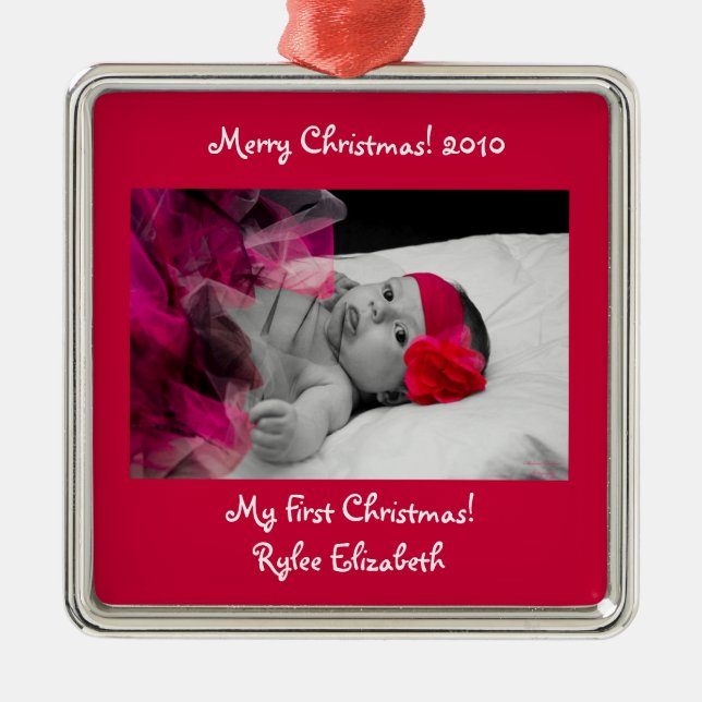 Ornamento de Navidad de foto personalizada (Frente)