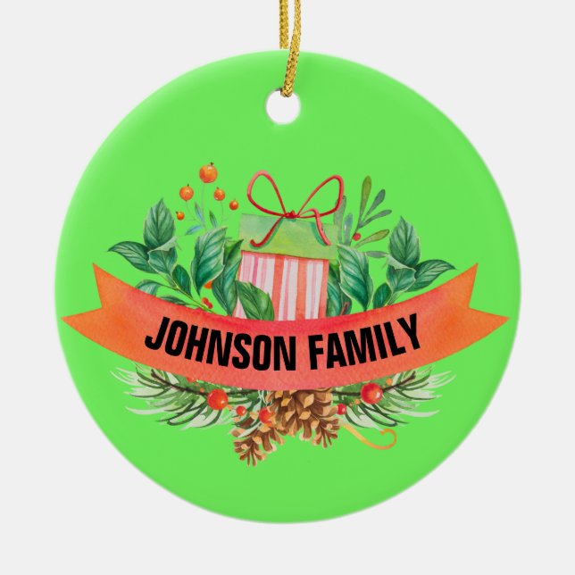 Ornamento de Navidad de fotos familiares personali (Frente)