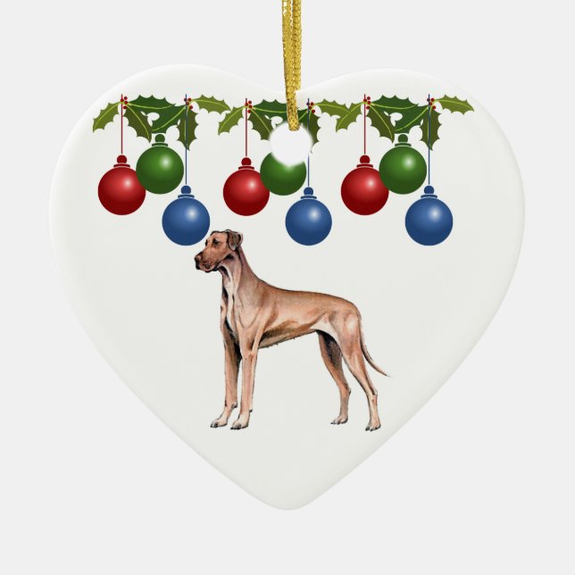 Ornamento de Navidad de great dane (Frente)