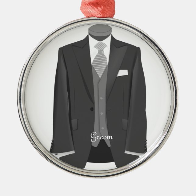 Ornamento de Navidad de Groom Tuxedo, Boda moderno (Frente)