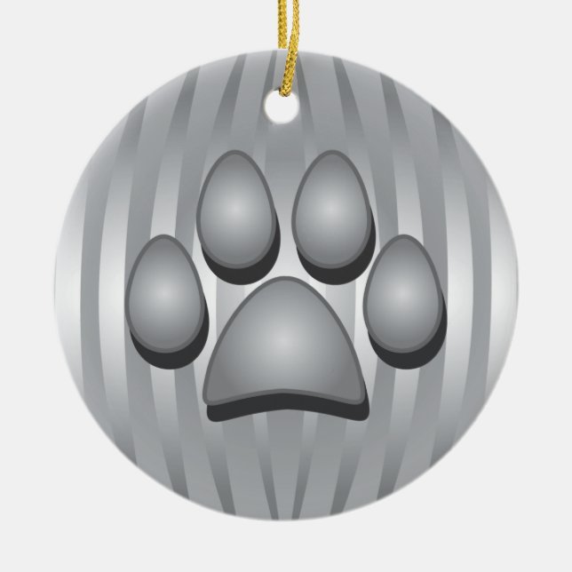 Ornamento de Navidad de Hueso de Perro Plateado y  (Frente)
