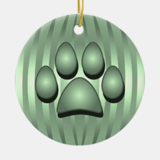 Ornamento de Navidad de Hueso de Perro Verde y Paw