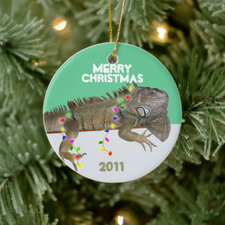 Ornamento de Navidad de Iguana con plantilla de añ