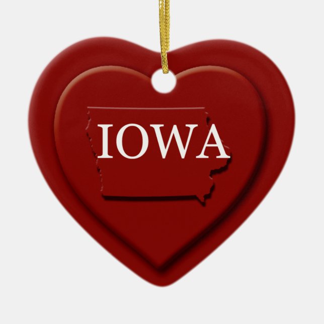 Ornamento de Navidad de Iowa Heart Map (Frente)
