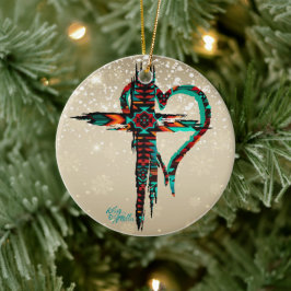 Ornamento De Navidad De La Cruz Suroeste Y Corazón
