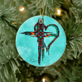 Ornamento De Navidad De La Cruz Suroeste Y Corazón