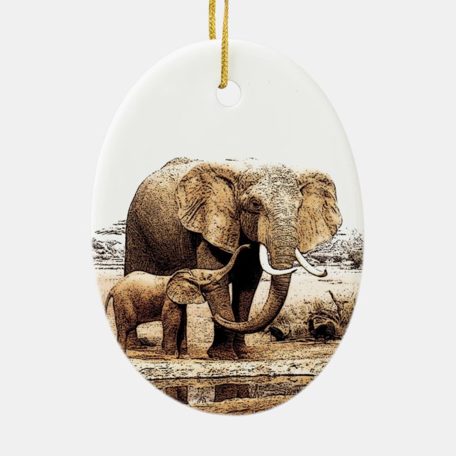 Ornamento de Navidad de la Familia Elefante (Atrás)