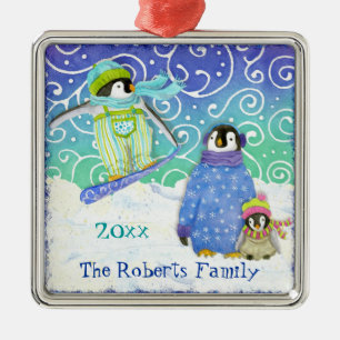 Ornamento de Navidad de la familia Pingüino de Esq