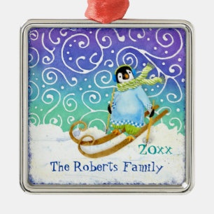 Ornamento de Navidad de la familia Pingüino de Esq