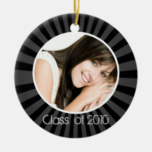 Ornamento de Navidad de la foto negra de graduació
