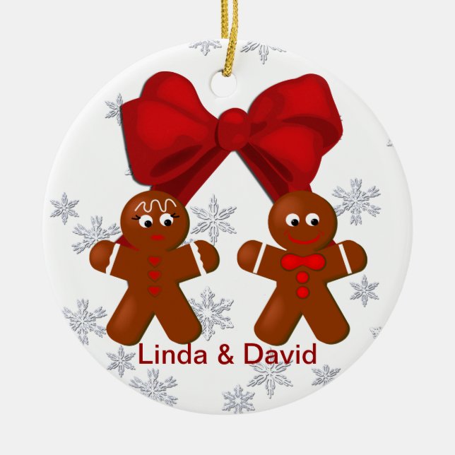 Ornamento de Navidad de la Pareja de Gingerbread (Frente)