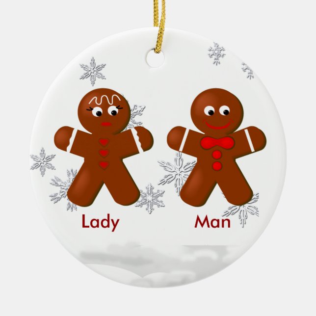 Ornamento de Navidad de la Pareja de Gingerbread (Frente)