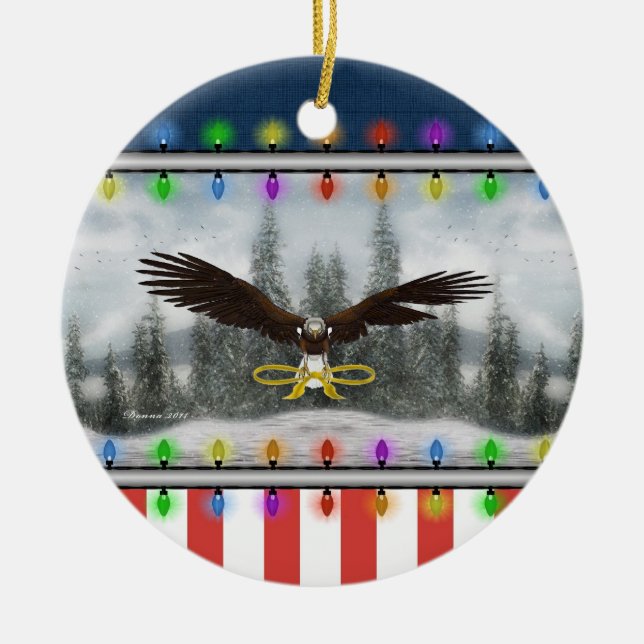 Ornamento de Navidad de la Ronda de Águila Patriót (Frente)