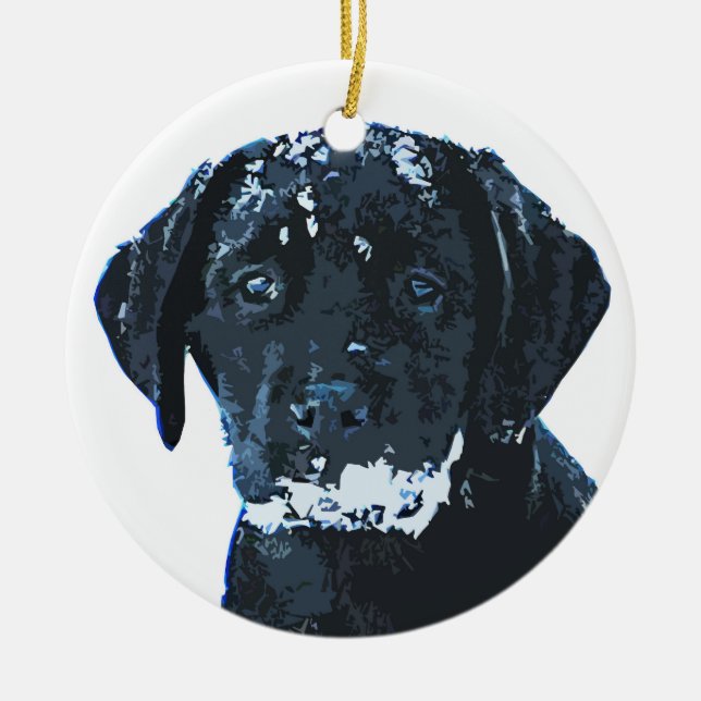 Ornamento de Navidad de Labrador Negro (Frente)