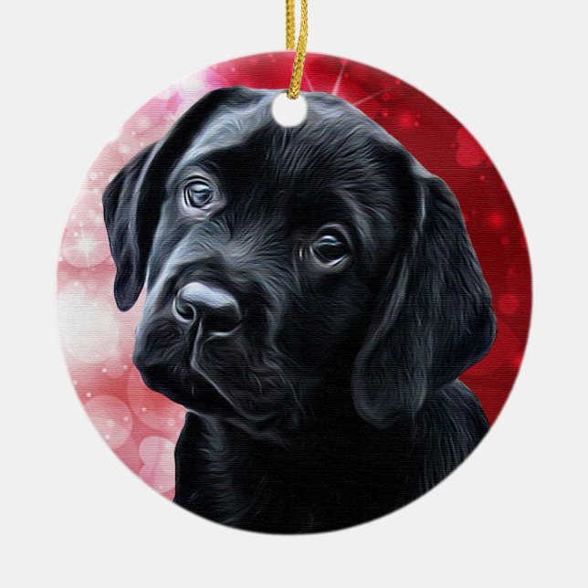 Ornamento de Navidad de Labrador Negro (Frente)