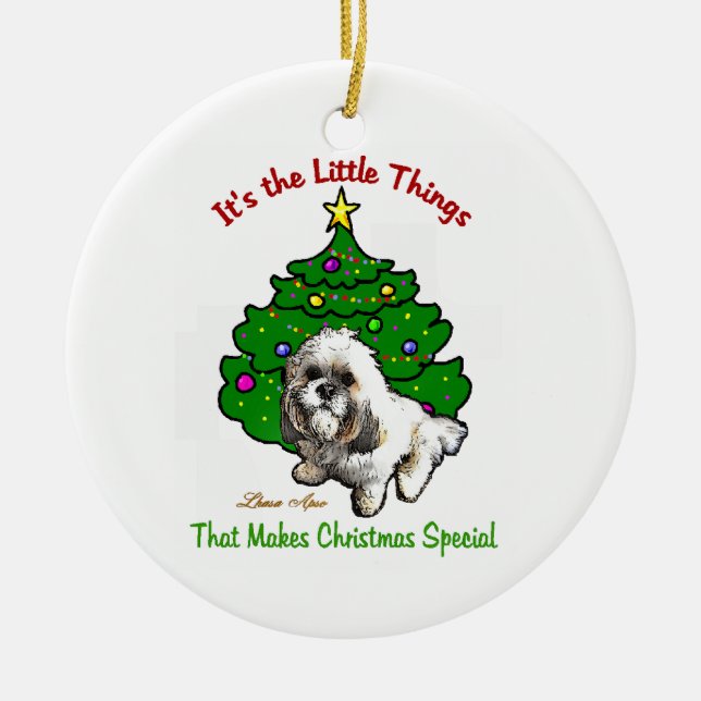 Ornamento de Navidad de Lhasa Apso (Frente)
