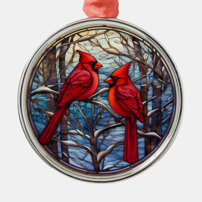 Ornamento de Navidad de los Cardenales de Invierno (Frente)