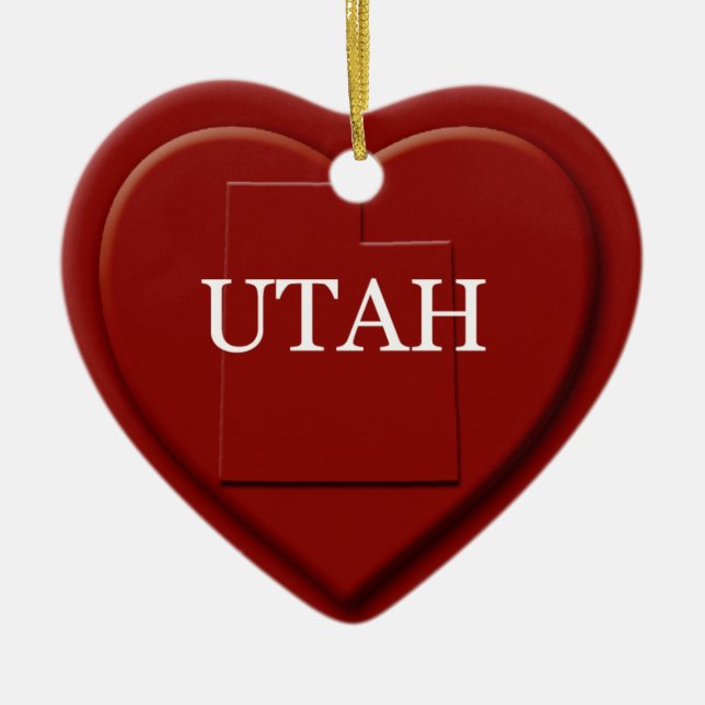 Ornamento de Navidad de Mapa del Corazón de Utah (Frente)