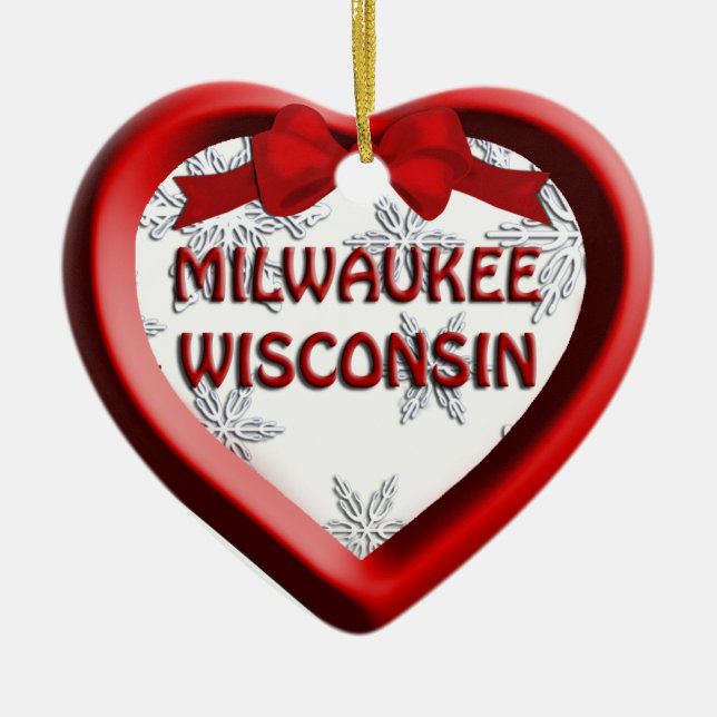 Ornamento de Navidad de Milwaukee Wisconsin Heart (Frente)