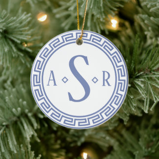 Ornamento de Navidad de Monograma de Clave Griega