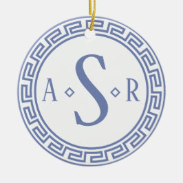 Ornamento de Navidad de Monograma de Clave Griega