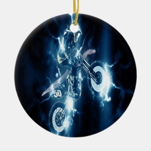 Ornamento de Navidad de Motocross (Frente)