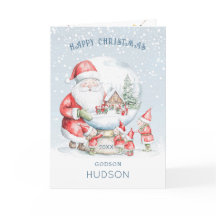 Ornamento de Navidad de Nieve para Ahijado Santa E