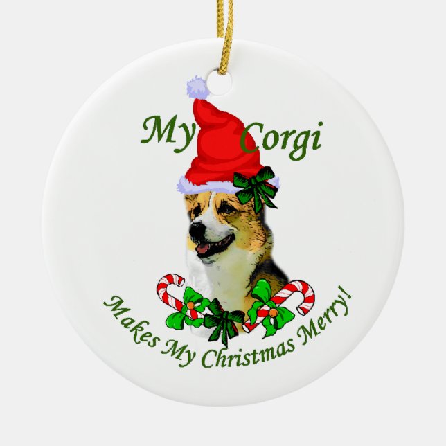 Ornamento de Navidad de Pembroke Welsh Corgi (Frente)