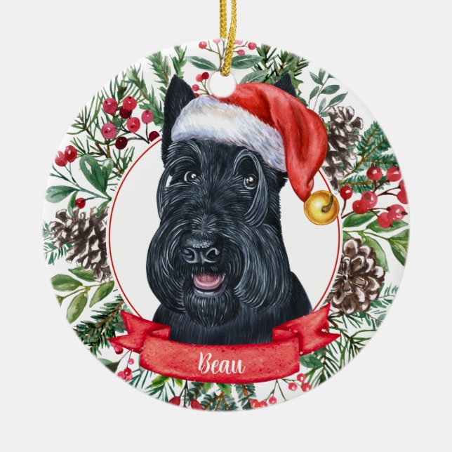 Ornamento de Navidad de perro Personalizado Terrie (Frente)