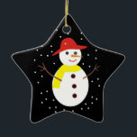 Ornamento de Navidad de personalizado de muñecas d<br><div class="desc">Un adorable adorno navideño personalizado de muñecos de nieve con un adorable muñeco de nieve con gorra rojo,  bufanda amarilla,  ojos de botón y palos.</div>