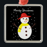 Ornamento de Navidad de personalizado de muñecas d<br><div class="desc">Un adorable adorno navideño personalizado de muñecos de nieve con un adorable muñeco de nieve con gorra rojo,  bufanda amarilla,  ojos de botón y palos.</div>
