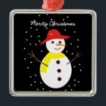 Ornamento de Navidad de personalizado de muñecas d<br><div class="desc">Un adorable adorno navideño personalizado de muñecos de nieve con un adorable muñeco de nieve con gorra rojo,  bufanda amarilla,  ojos de botón y palos.</div>