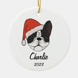 Ornamento de Navidad de Pied Frenchie Santa Hat