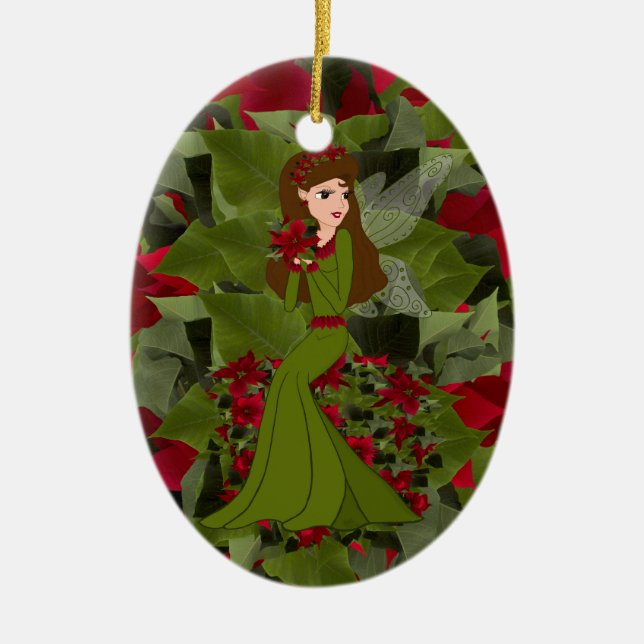 Ornamento de Navidad de Poinsettia Faery (Frente)