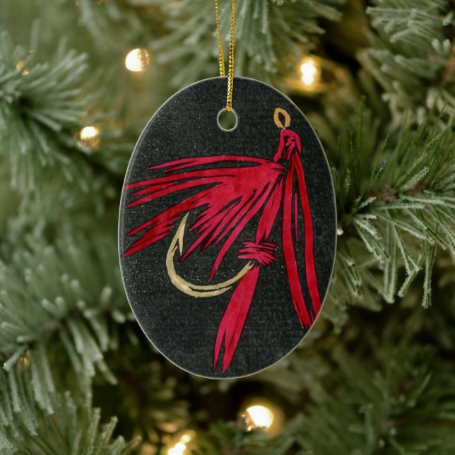 Ornamento de Navidad de Red Ibis Wet Fly (Árbol)