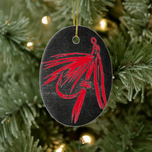 Ornamento de Navidad de Red sobre Black Wet Fly