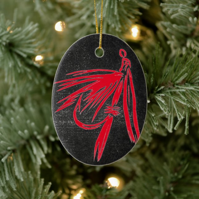 Ornamento de Navidad de Red sobre Black Wet Fly (Árbol)