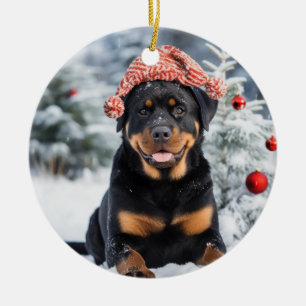 Ornamento de Navidad de Rottweiler Dog