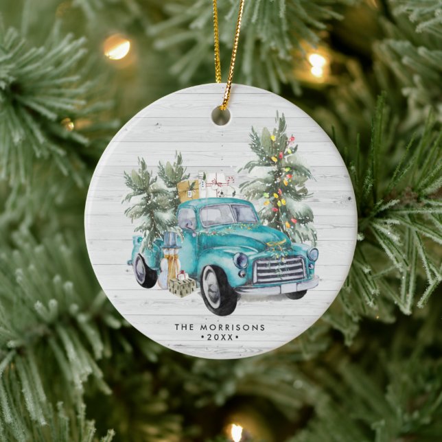 Ornamento de Navidad de Rustic Farmhouse Truck (Árbol)