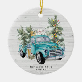 Ornamento de Navidad de Rustic Farmhouse Truck