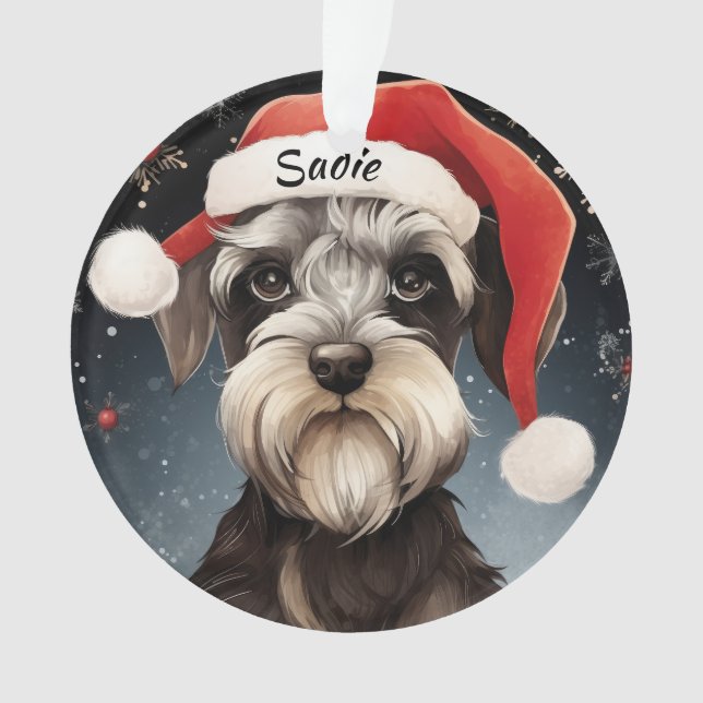 Ornamento de Navidad de Schnauzer Personalizado (Anverso)