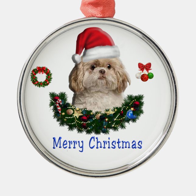 Ornamento de Navidad de Shitzu (Frente)
