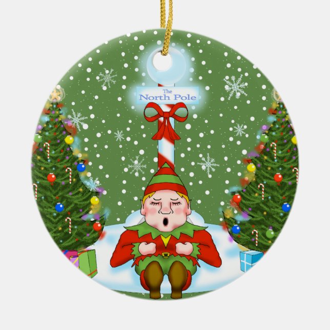 Ornamento de Navidad de Sleepy Elf (Frente)