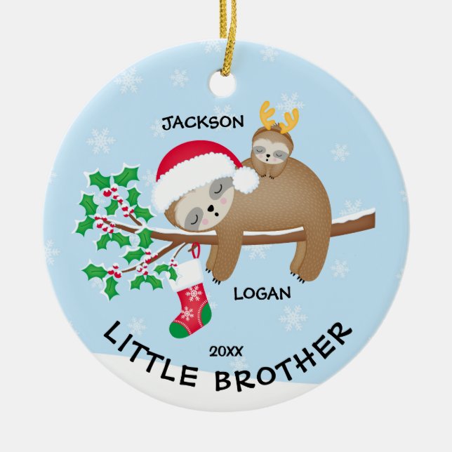 Ornamento de Navidad de Sloth Little Brother (Frente)