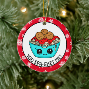Ornamento de Navidad de Spaghetti   Pun romántico